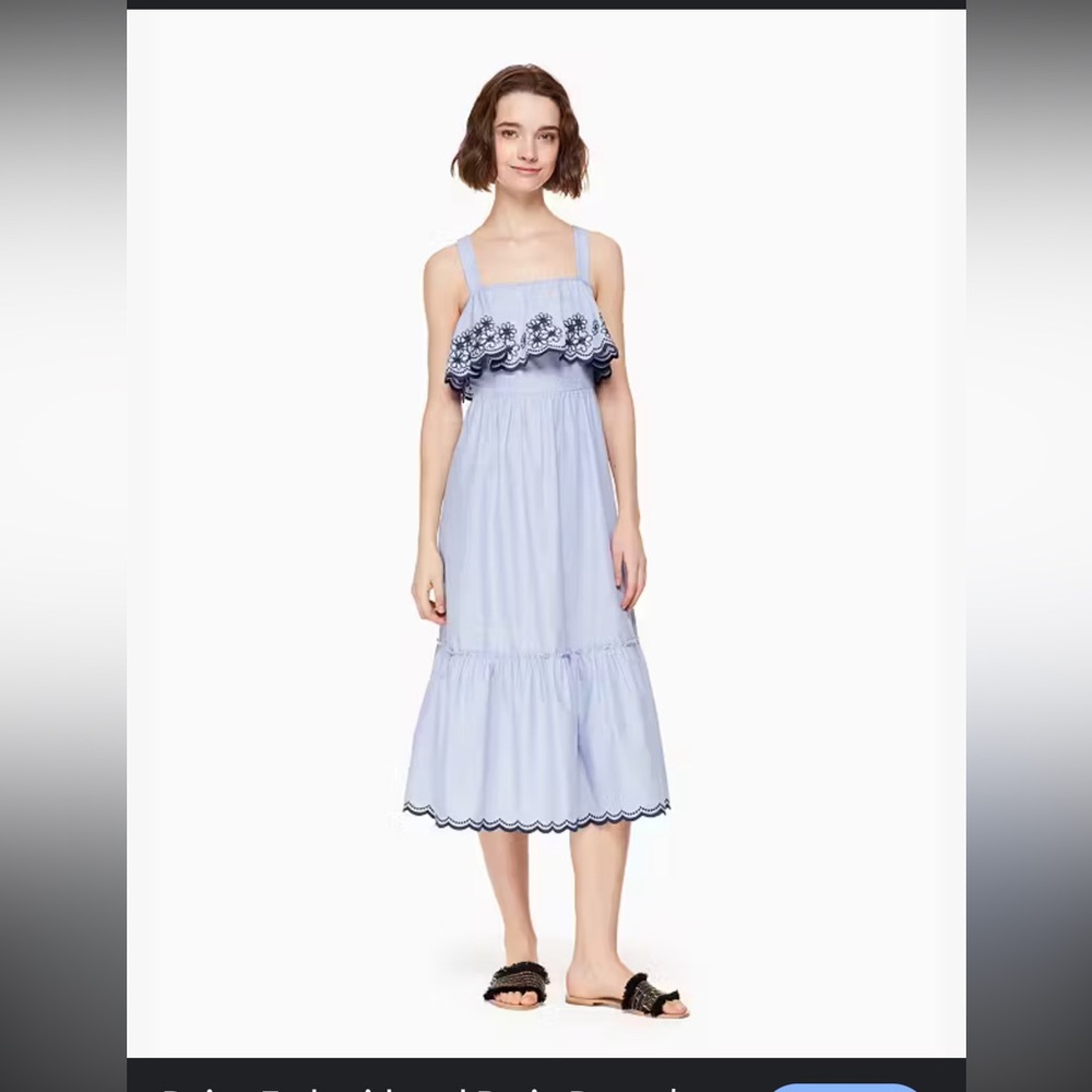 Kate Spade Light Blue Ruffle Midi Dress